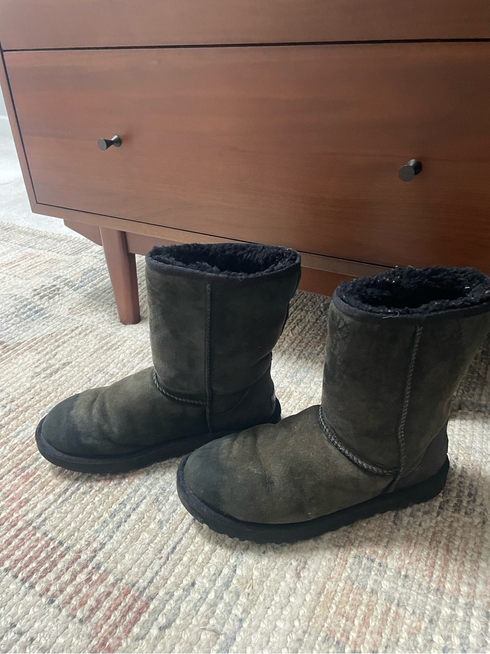 Women's Black Ugg Boots - Shearling Lined Suede Boots - Picture 2 of 5